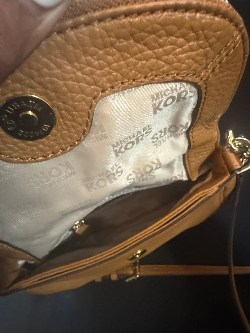 Michael Kors Tan Leather Crossbody Bag with Gold Hardware